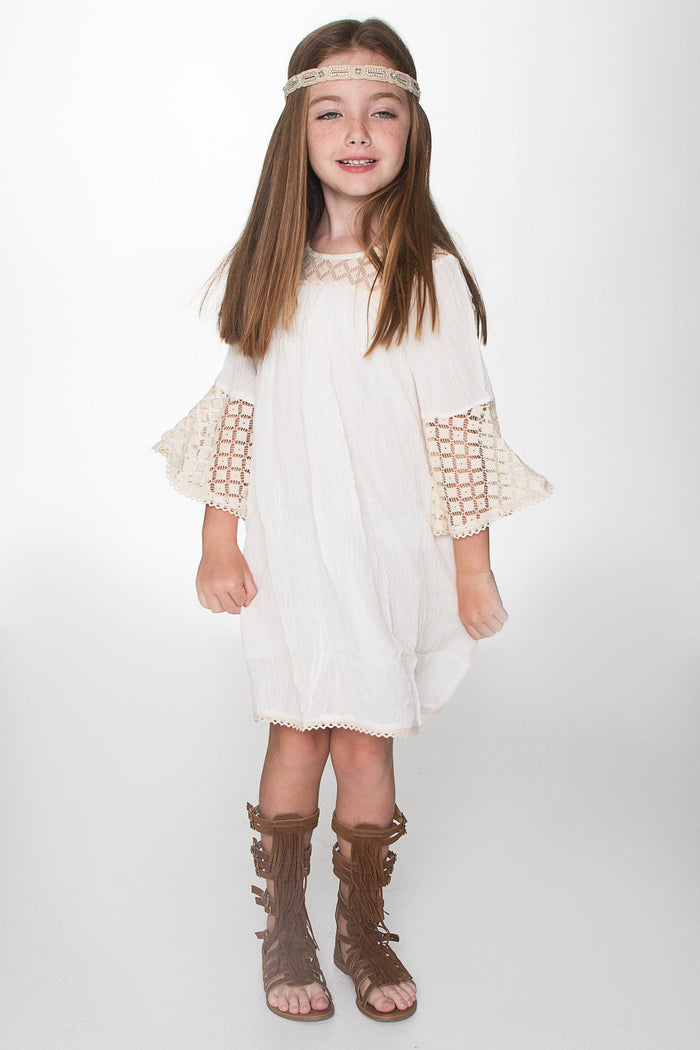 Off-White TARA lace Detail Swing Dress Dress Yo Baby Wholesale