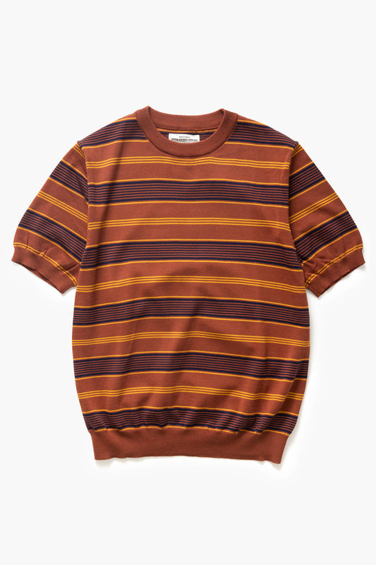 Okonkwo MFG - 50's Knitted Striped Shirt - Brown