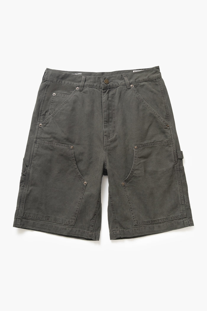 Okonkwo MFG - Aged Canvas Carpenter Shorts - Moss Green