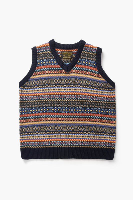 Okonkwo MFG - Fair Isle Knitted Vest - Navy