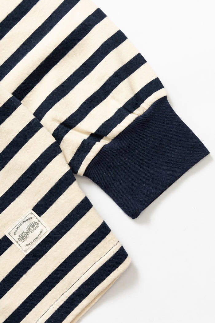 Okonkwo MFG - Long Sleeve Striped Polo Shirt - Navy