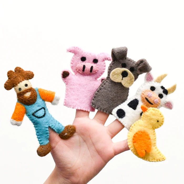 Old MacDonald Farm Animals Felt Finger Puppet Set