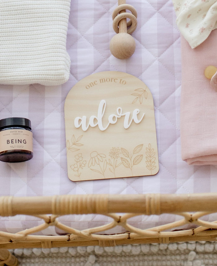 One More To Adore Announcement Plaque - Wildflower Acrylic