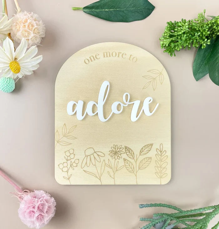 One More To Adore Announcement Plaque - Wildflower Acrylic
