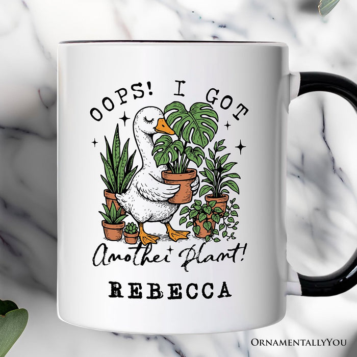 Oops I Got Another Plant Goose Personalized Mug, Sarcastic Gardening Humor Gift with Custom Name Personalized Ceramic Mug OrnamentallyYou White - Black Customized