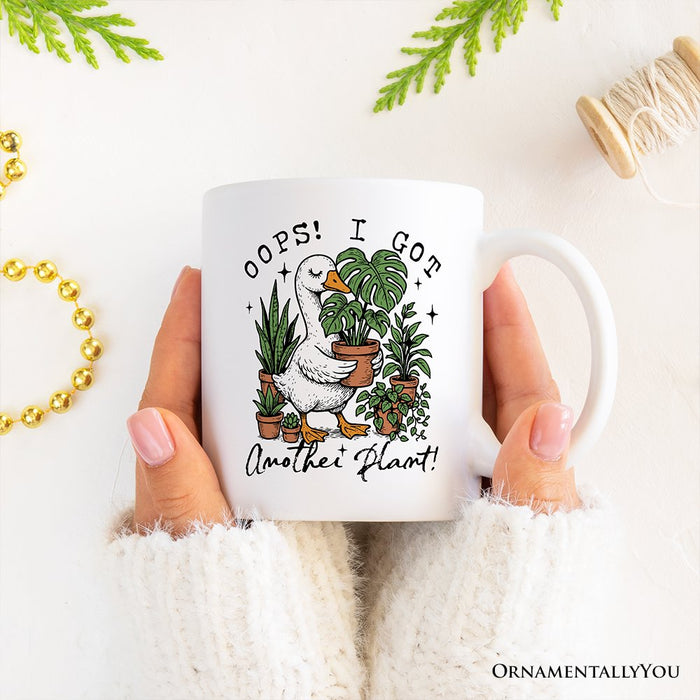 Oops I Got Another Plant Goose Personalized Mug, Sarcastic Gardening Humor Gift with Custom Name Personalized Ceramic Mug OrnamentallyYou White Non-Custom