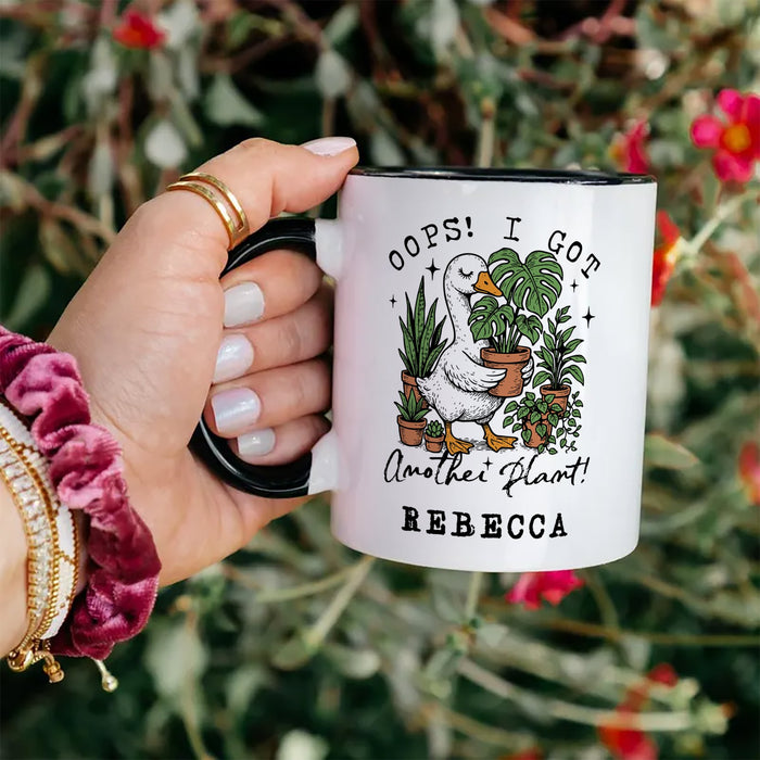 Oops I Got Another Plant Goose Personalized Mug, Sarcastic Gardening Humor Gift with Custom Name Personalized Ceramic Mug OrnamentallyYou