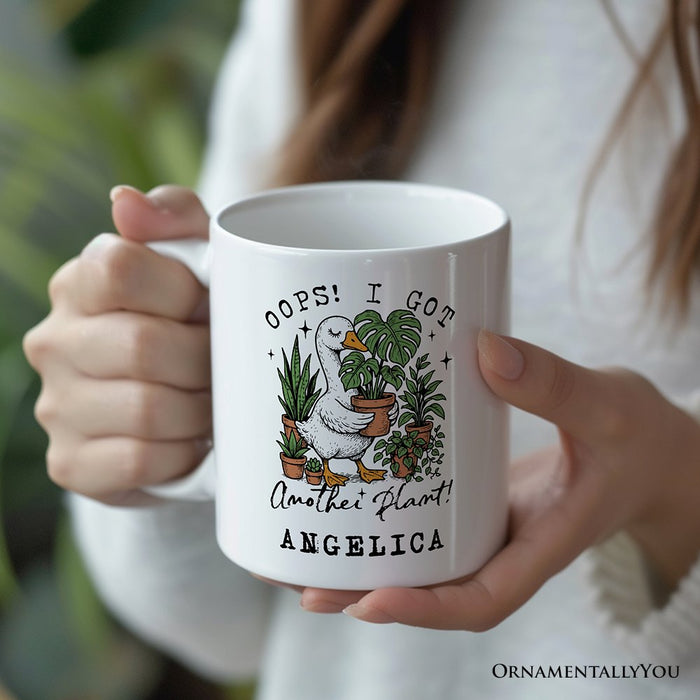 Oops I Got Another Plant Goose Personalized Mug, Sarcastic Gardening Humor Gift with Custom Name Personalized Ceramic Mug OrnamentallyYou