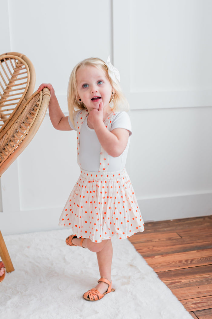 Orange Polka Dot Print Skort Yo Baby India