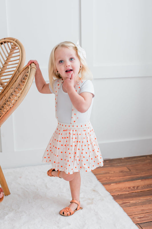 Orange Polka Dot Print Skort Yo Baby India