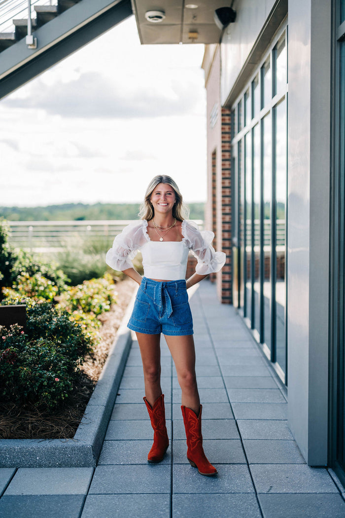 Out West Leather Boots - Orange