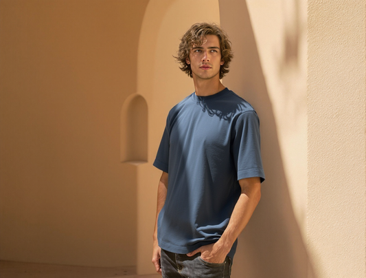OVERSIZED FIT SOLID T-SHIRT-NAVY