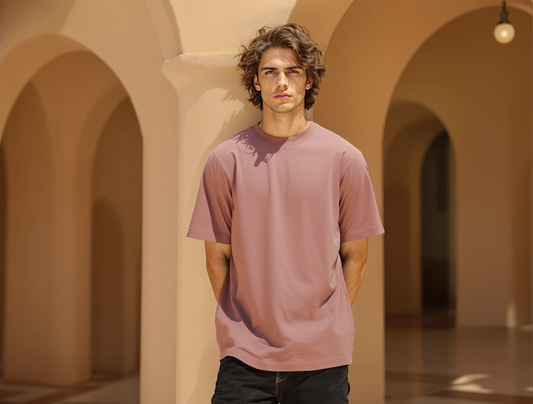 OVERSIZED FIT SOLID T-SHIRT-ONION PINK