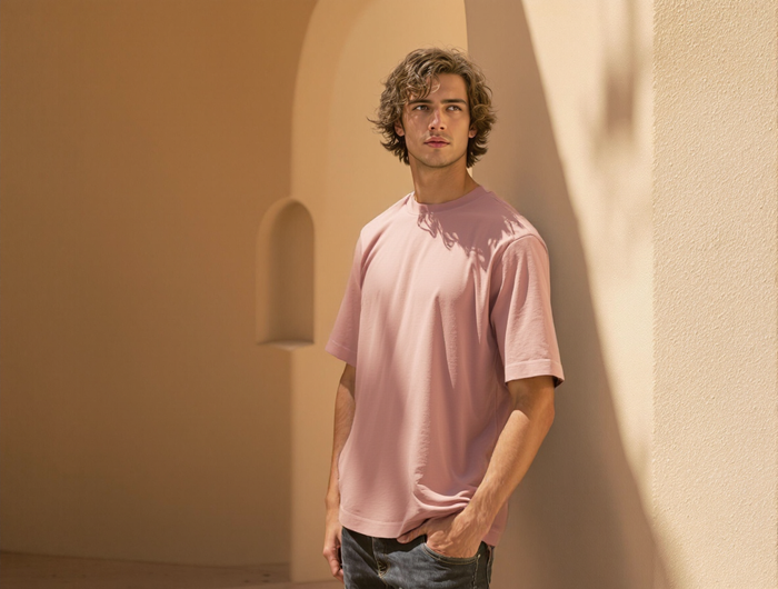 OVERSIZED FIT SOLID T-SHIRT-ONION PINK