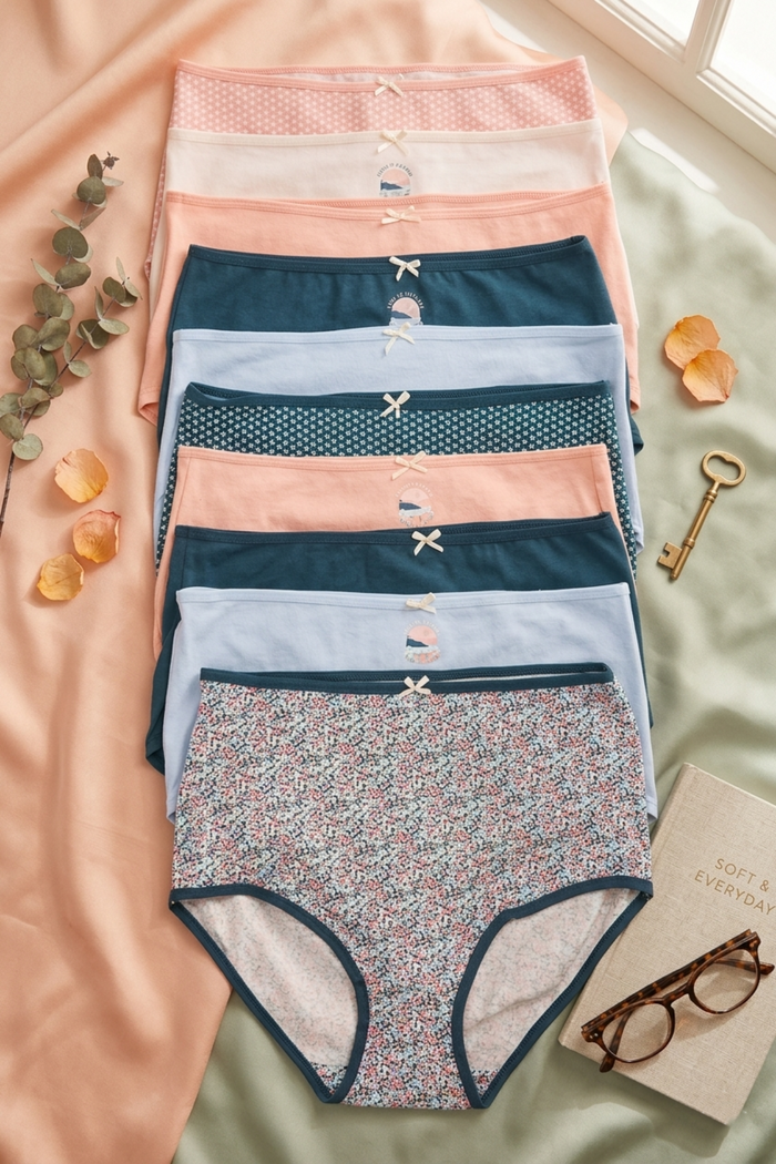 Pack of 10 Colored Full Brief Panties