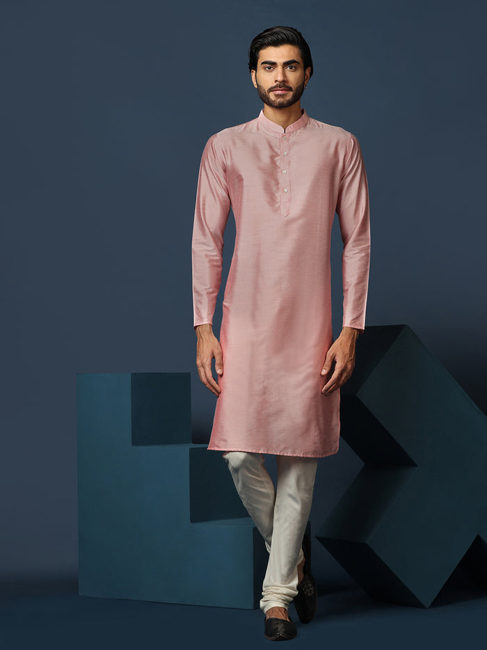 Pastel Cotton Silk Printed Sherwani Kurta Churidar Set
