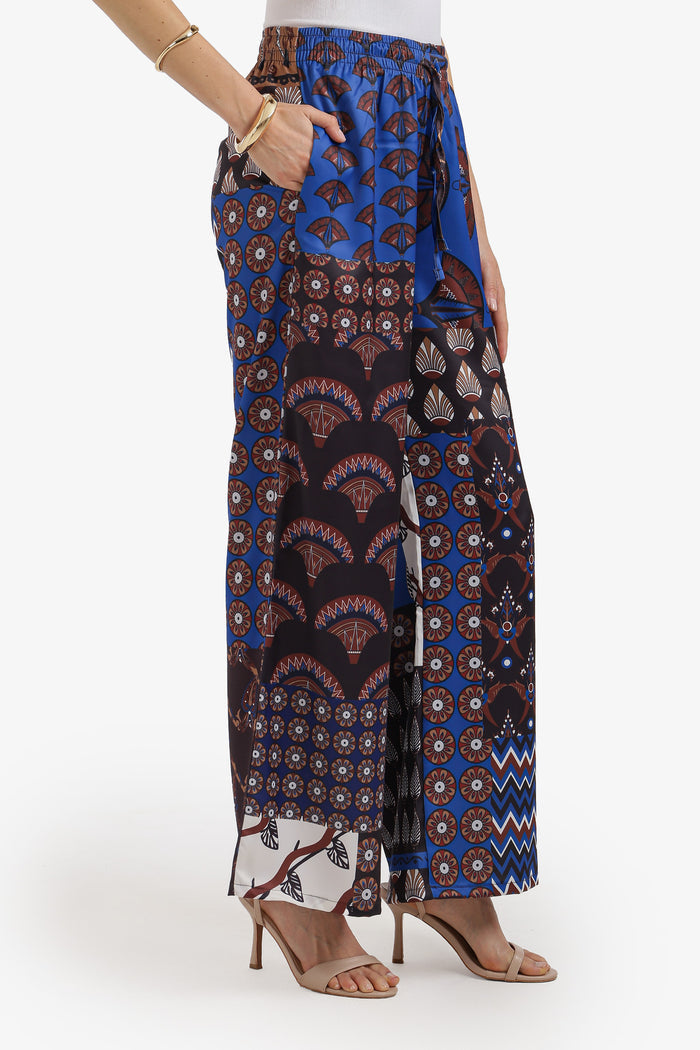 Patchwork Wide-Leg Pants