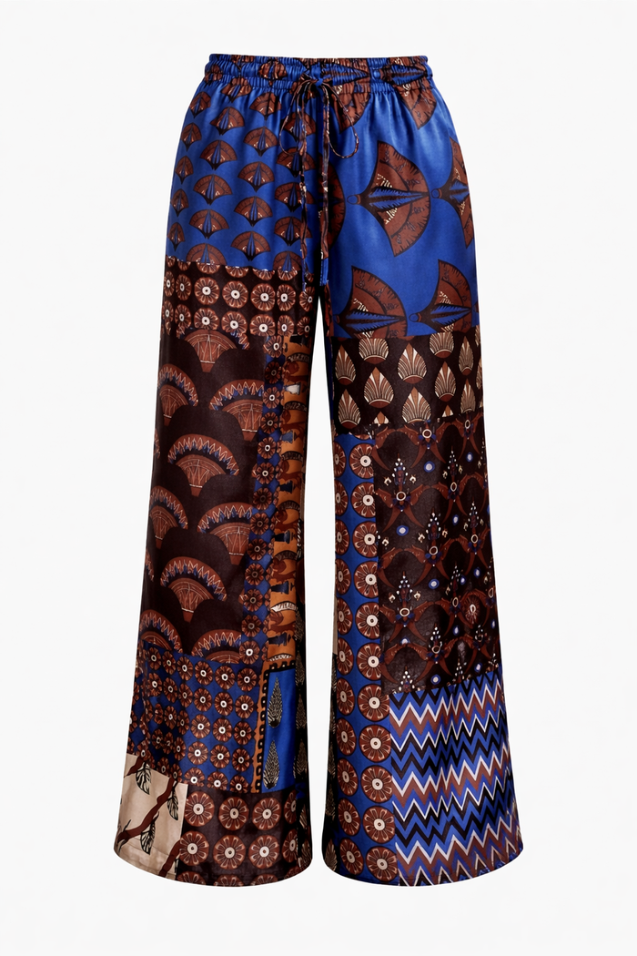 Patchwork Wide-Leg Pants