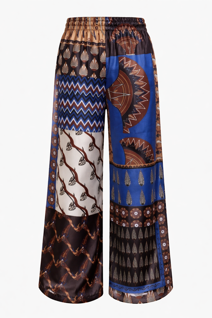 Patchwork Wide-Leg Pants