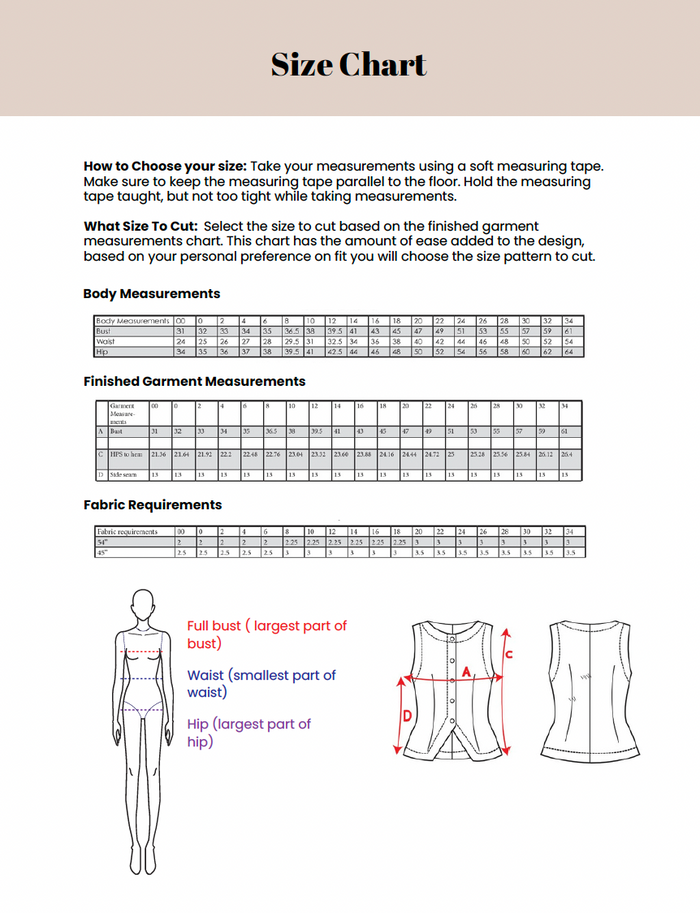 PDF Pattern: Fully Lined Vest (Sew Along Included)