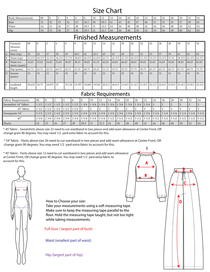 PDF Pattern: Raglan Sweatshirt& Pintuck Sweatpants (No Sew Along Included)