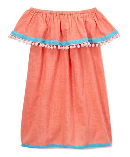Peach and Blue Off-Shoulder Dress Dress Yo Baby Wholesale