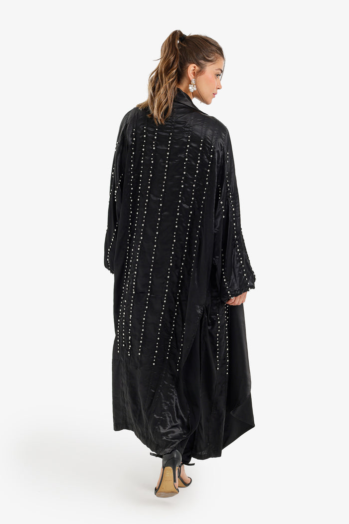 Pearl-Embellished Flowy Kimono