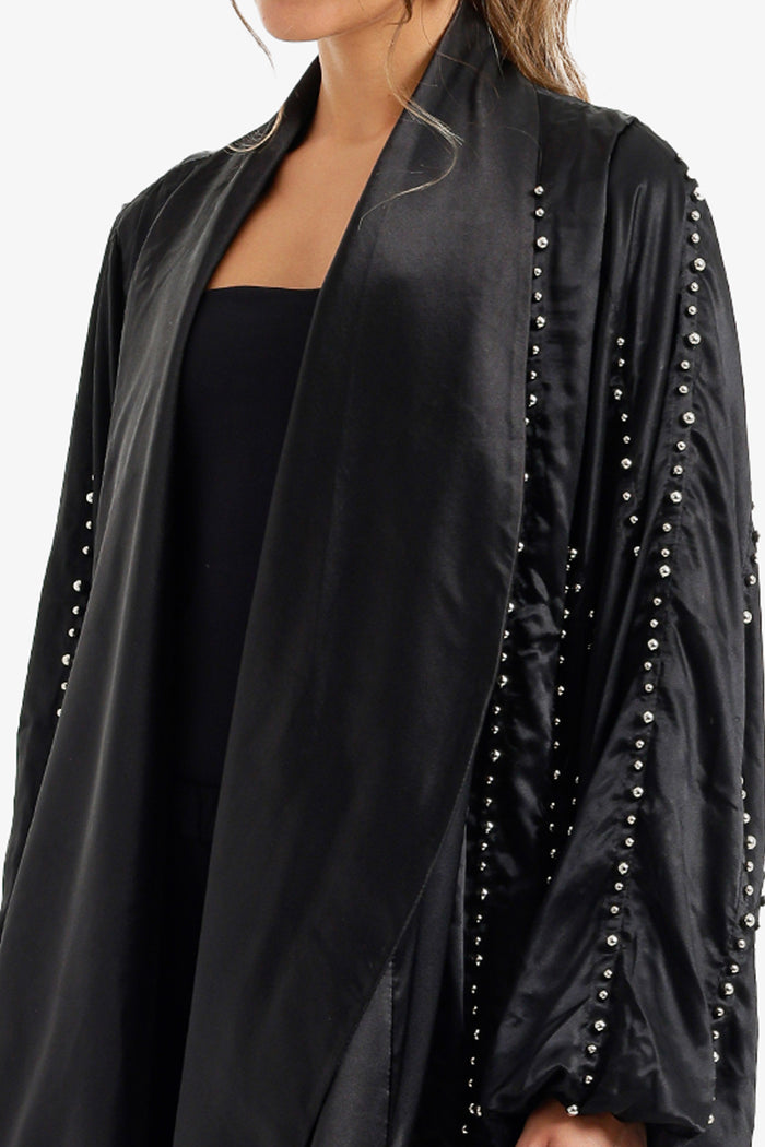 Pearl-Embellished Flowy Kimono