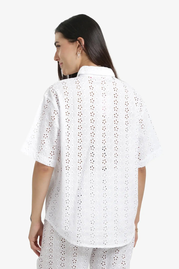 Perforated Floral Beach Shirt
