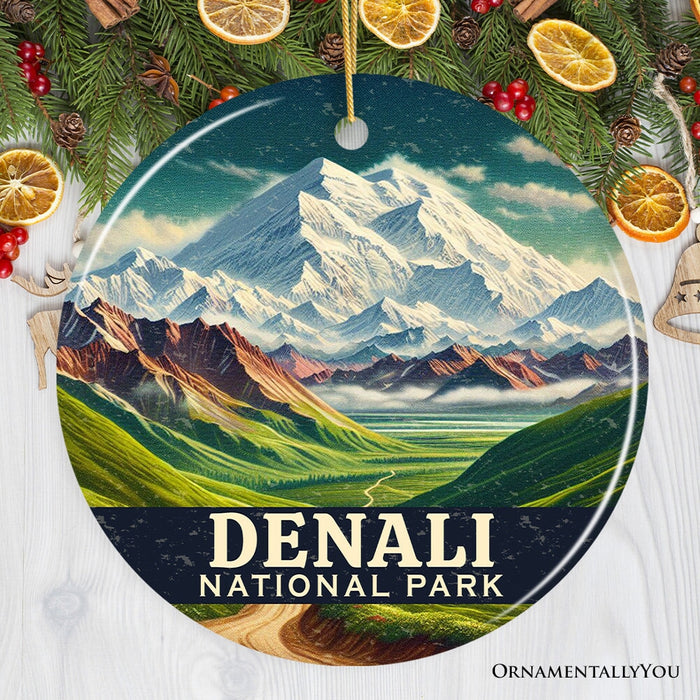 Picturesque Denali National Park Ornament, Alaska Majestic Range Christmas Gift and Nature Souvenir Ceramic Ornament OrnamentallyYou