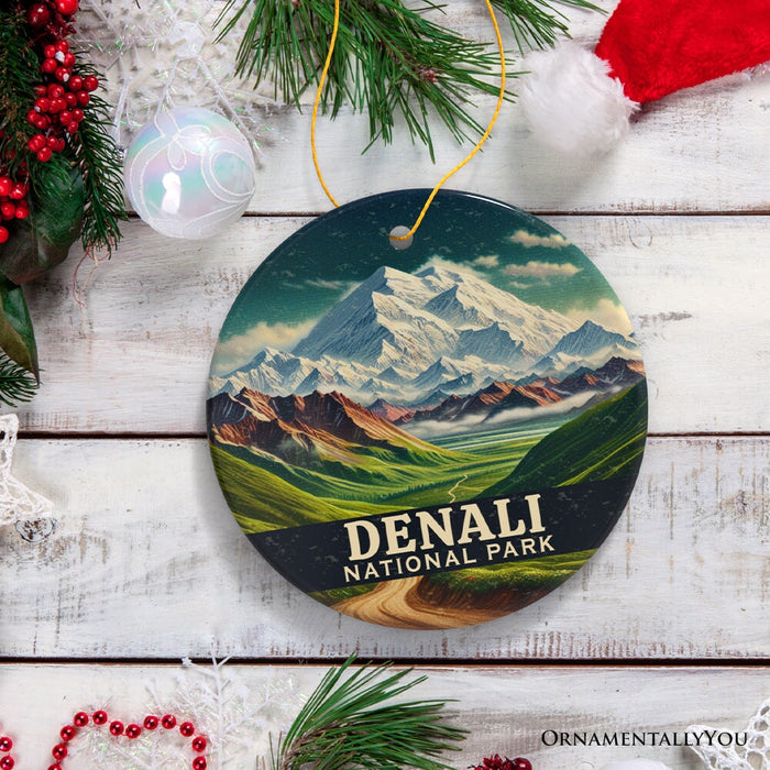 Picturesque Denali National Park Ornament, Alaska Majestic Range Christmas Gift and Nature Souvenir Ceramic Ornament OrnamentallyYou