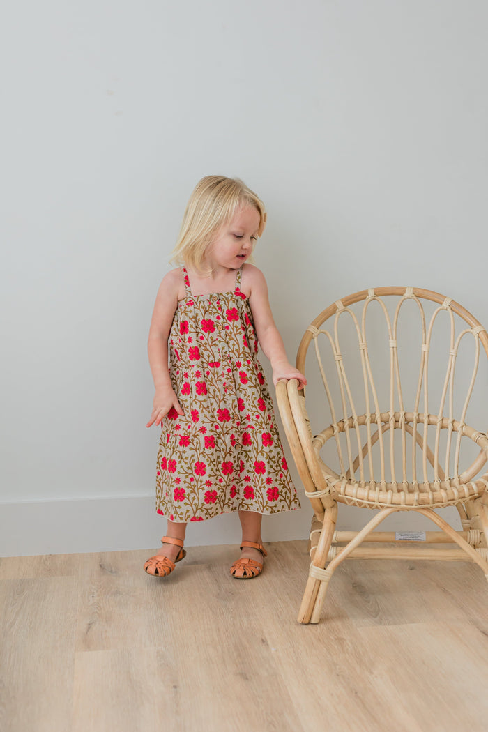 Pink & Beige Floral Tiered Dress dress & diaper cover DRESS Yo Baby India