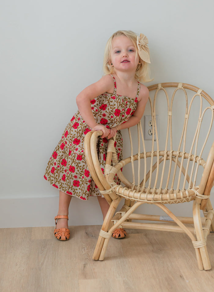 Pink & Beige Floral Tiered Dress dress & diaper cover DRESS Yo Baby India