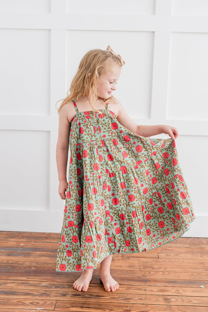 Pink Floral Tiered Dress Dress Yo Baby India