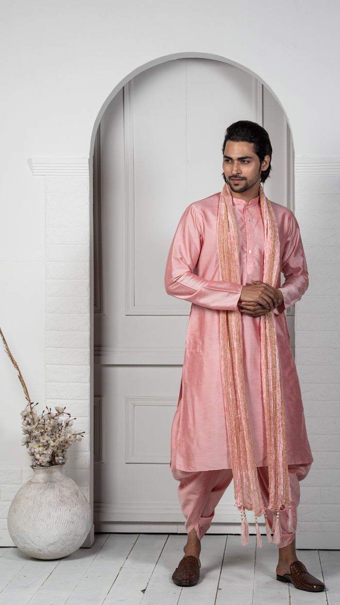 Pink Kurta Dhoti Dupatta Set