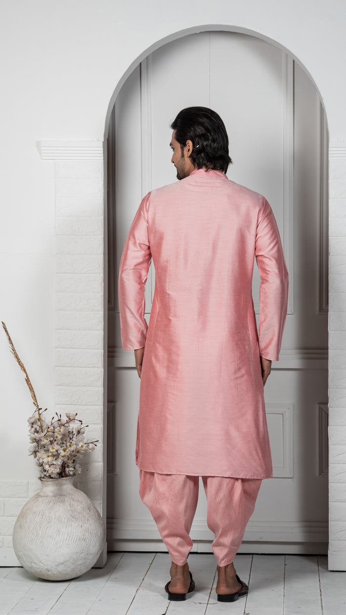 Pink Kurta Dhoti Dupatta Set