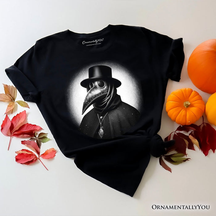 Plague Doctor Spooky Portrait T-Shirt, Horror Villain Theme Halloween Tee T-Shirts OrnamentallyYou Black XS