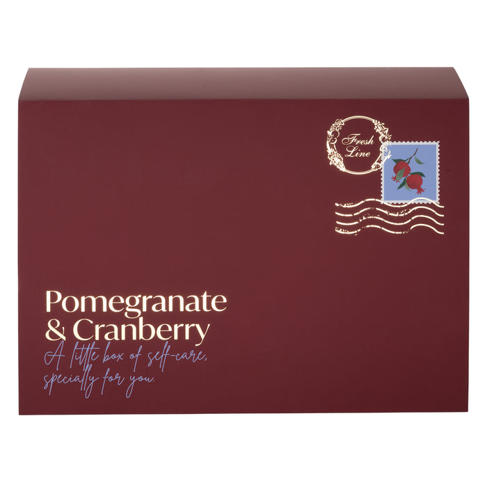 Πολυτελής συσκευασία δώρου Pomegranate & Cranberry της Fresh Line για σετ περιποίησης σώματος και χεριών με άρωμα ροδιού και cranberry