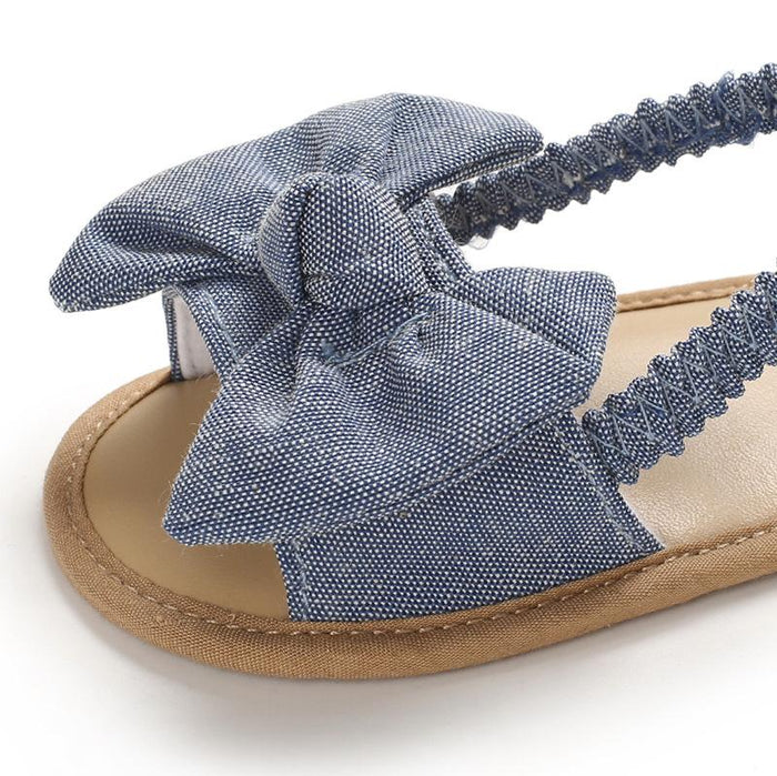 Baby Girl Bow Sandals - Denim Blue Yo Baby Wholesale
