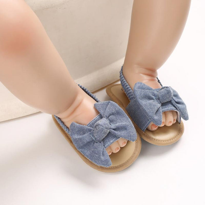 Baby Girl Bow Sandals - Denim Blue Yo Baby Wholesale