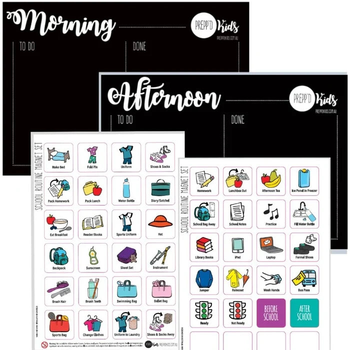 Preppd Kids Before & After School Magnetic Routine Chart (A4)