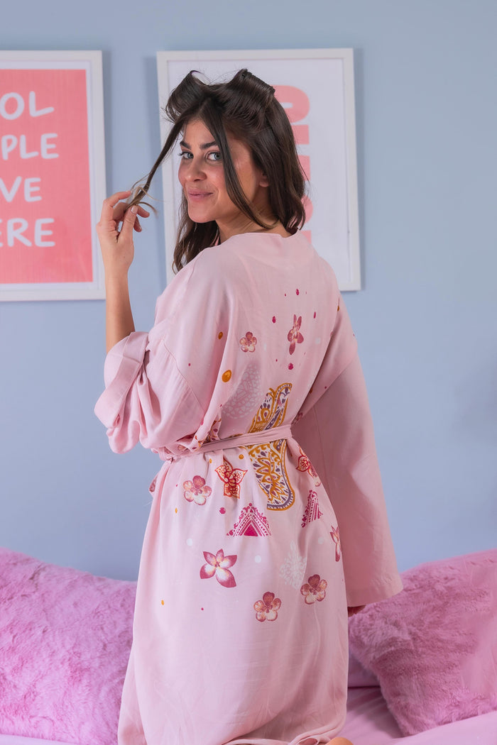 Printed Back Viscose Robe