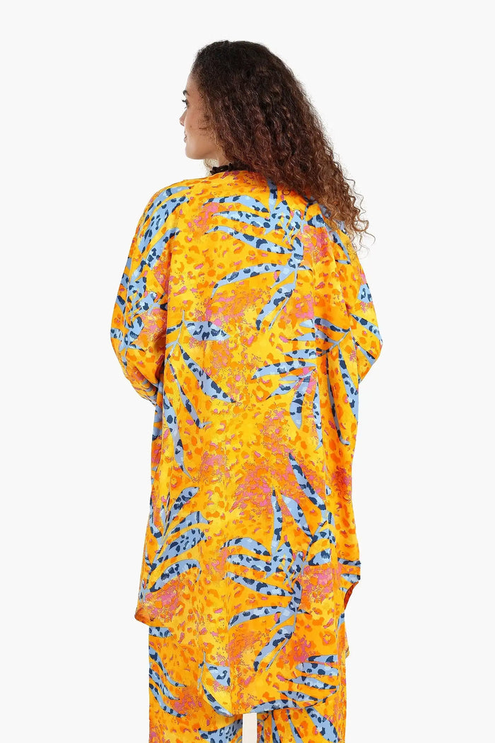 Printed Cardigan with Side Slits