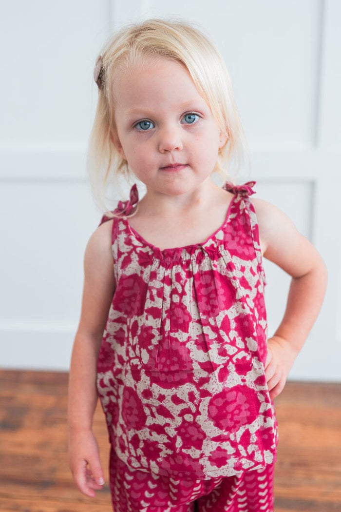 Printed Hot Pink Top with Striped Ruffle Pants 2 pc. Set TOP & PANTS SET Yo Baby India