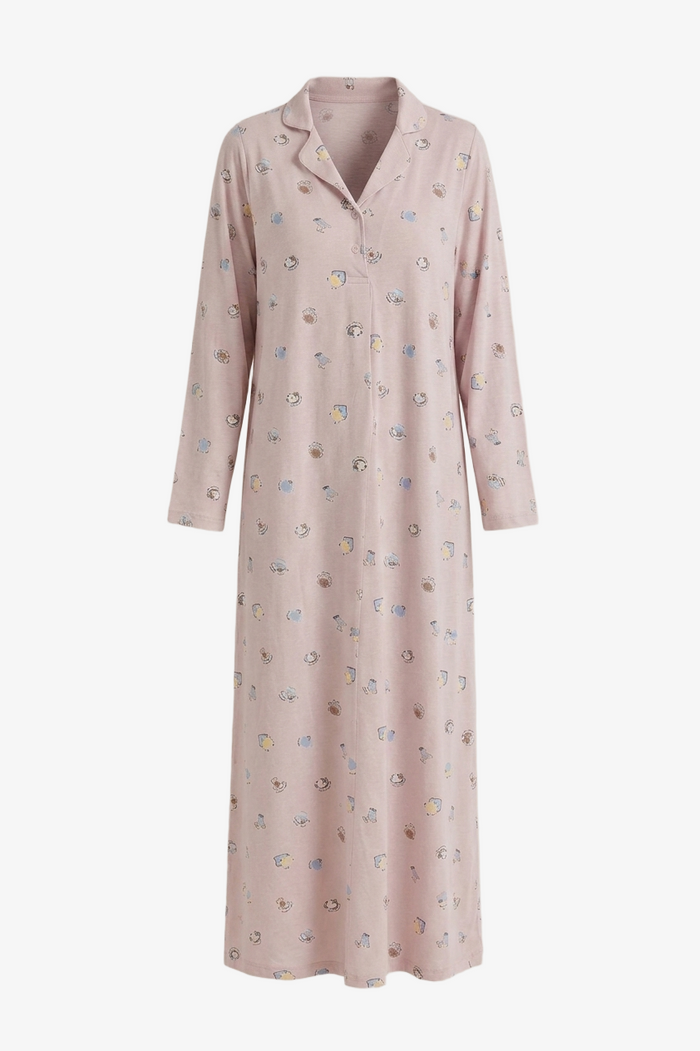 Printed Long-Sleeve Nightgown