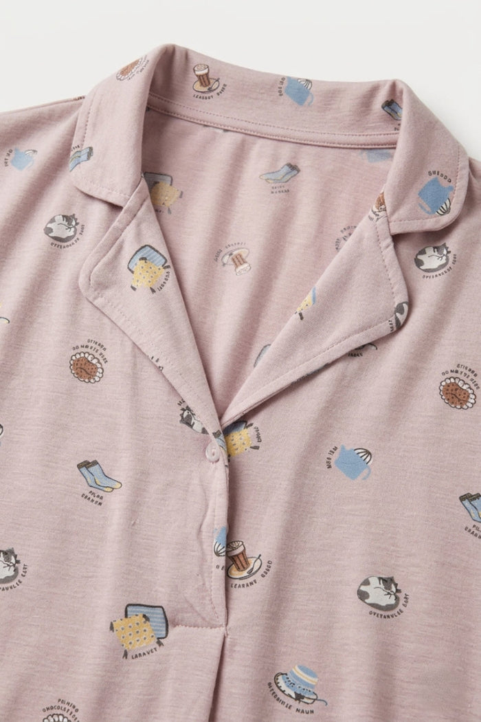 Printed Long-Sleeve Nightgown