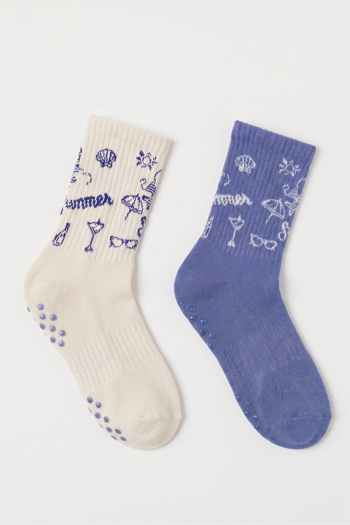 Printed Long Socks - 2 Pairs