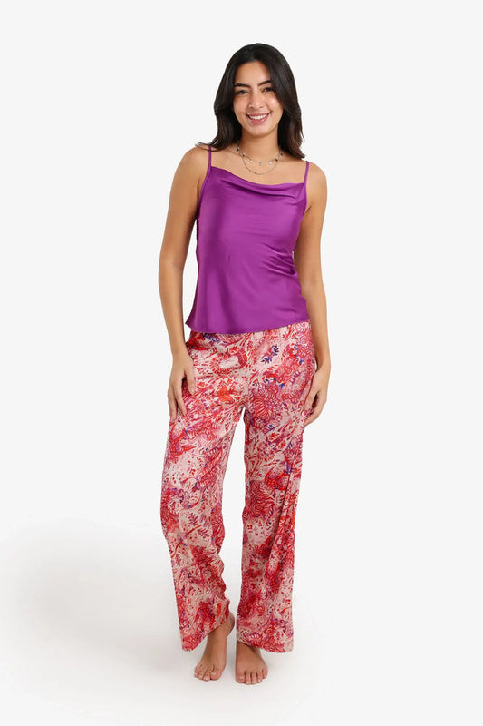 Printed Satin Pyjama Set