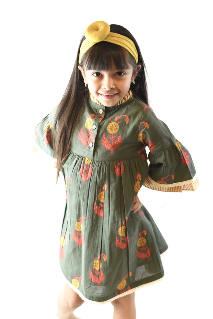 Printed & Striped Lace Detail Dress Dress Yo Baby Wholesale