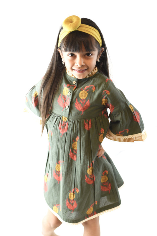 Printed & Striped Lace Detail Dress Dress Yo Baby Wholesale